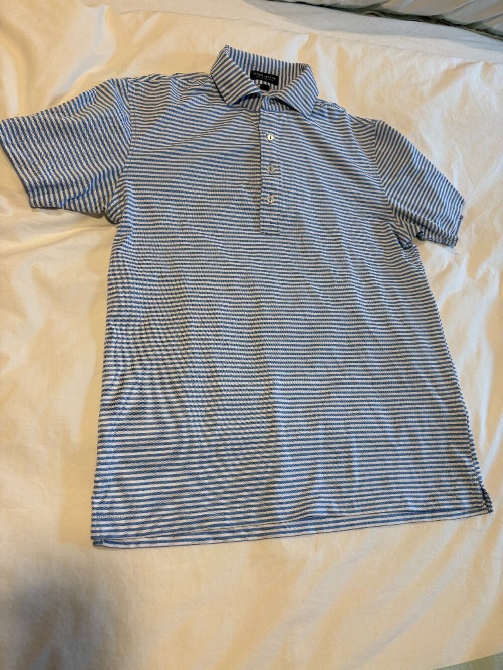 Peter Millar Crown Crafted Polo Shirt Mens Small Blue White Striped Golf